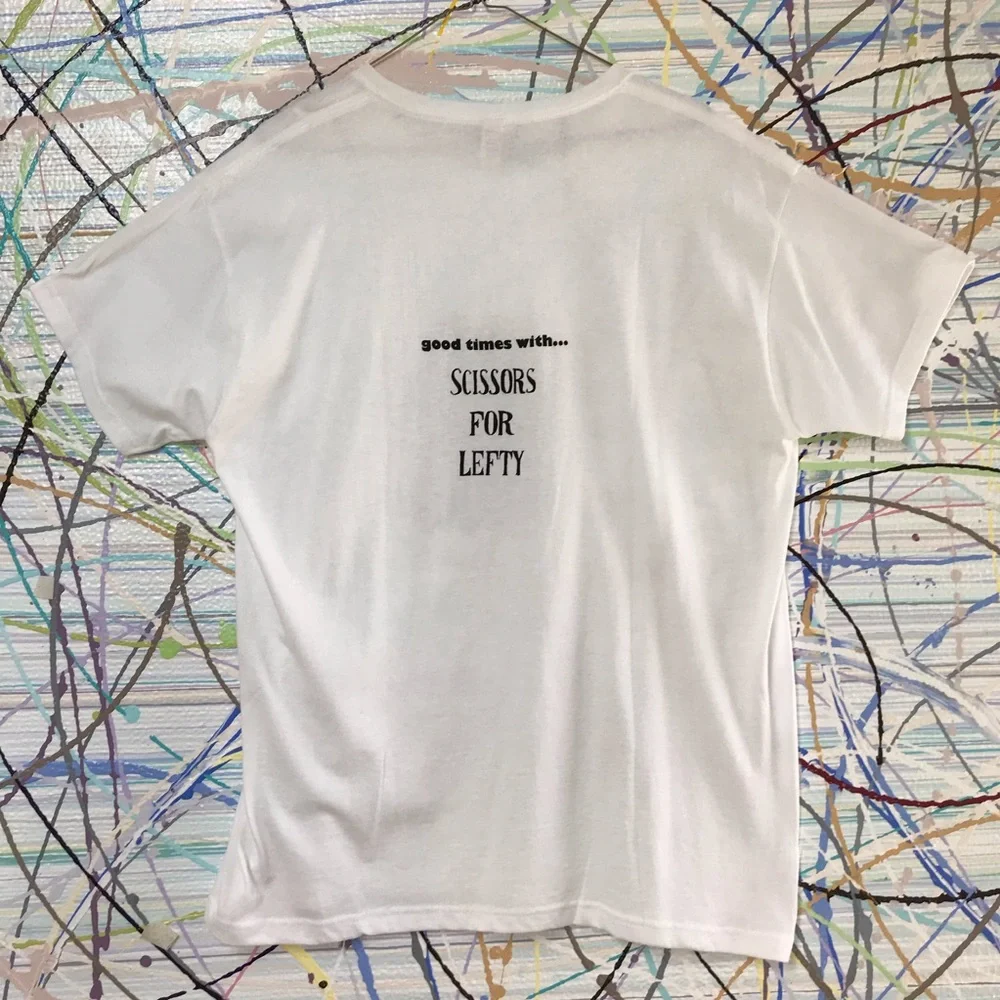 Scissors For Lefty white cotton graphic band tee - Picture 8 of 8